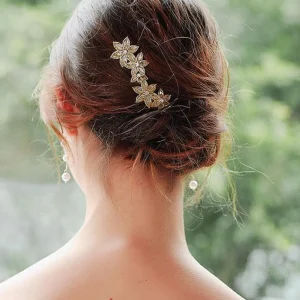 Hiuskoru, nutturaneula/ROMANCE, Simple Flower Hairpiece in Gold