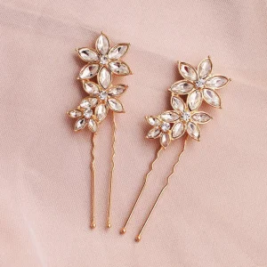 Hiuskoru, nutturaneula/ROMANCE, Simple Flower Hairpiece in Gold
