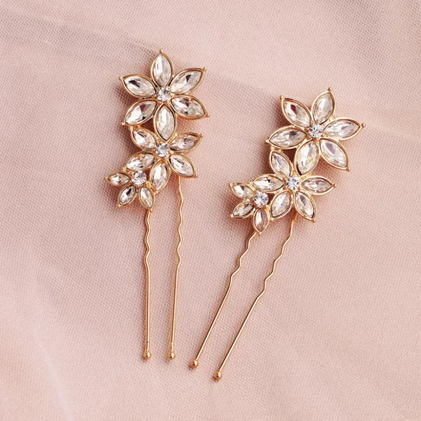 Hiuskoru, nutturaneula/ROMANCE, Simple Flower Hairpiece in Gold
