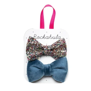 Hiuskoru/pinni, Rockahula KIDS | Velvet And Glitter Bow Clips Blue