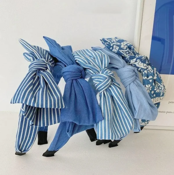 Hiuspanta | SUGAR SUGAR, Blue & White Bowtie -sininen rusettipanta