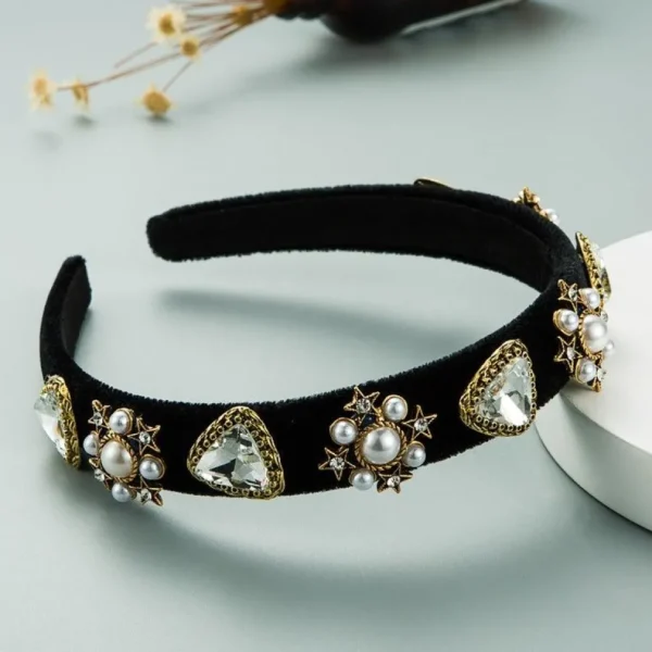 Hiuspanta | SUGAR SUGAR, Velvet Hairband with Pearls in Black