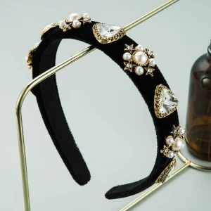 Hiuspanta | SUGAR SUGAR, Velvet Hairband with Pearls in Black