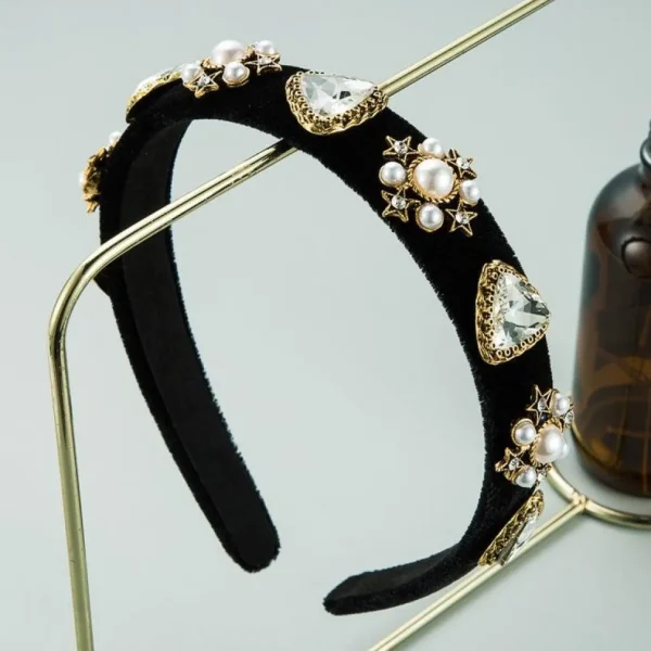 Hiuspanta | SUGAR SUGAR, Velvet Hairband with Pearls in Black