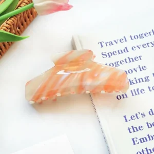 Hiussolki | SUGAR SUGAR, Pastel Stripes Clip -roosa & oranssi hainhammas