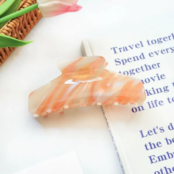 Hiussolki | SUGAR SUGAR, Pastel Stripes Clip -roosa & oranssi hainhammas
