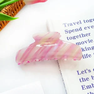 Hiussolki | SUGAR SUGAR, Pastel Stripes Clip -roosa & lila hainhammas