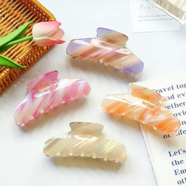 Hiussolki | SUGAR SUGAR, Pastel Stripes Clip -sinikultainen hainhammas