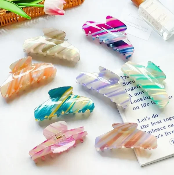 Hiussolki | SUGAR SUGAR, Pastel Stripes Clip -sinikultainen hainhammas