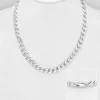 Hopeaketju, 7mm Silver Rhodium Curb Chain 55cm -panssariketju