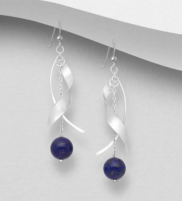 Hopeakorvakorut, PREMIUM COLLECTION | Twist Earrings with Lapis Lazuli