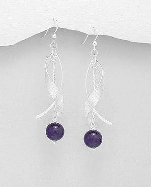 Hopeakorvakorut, PREMIUM COLLECTION | Twist Earrings with Amethyst