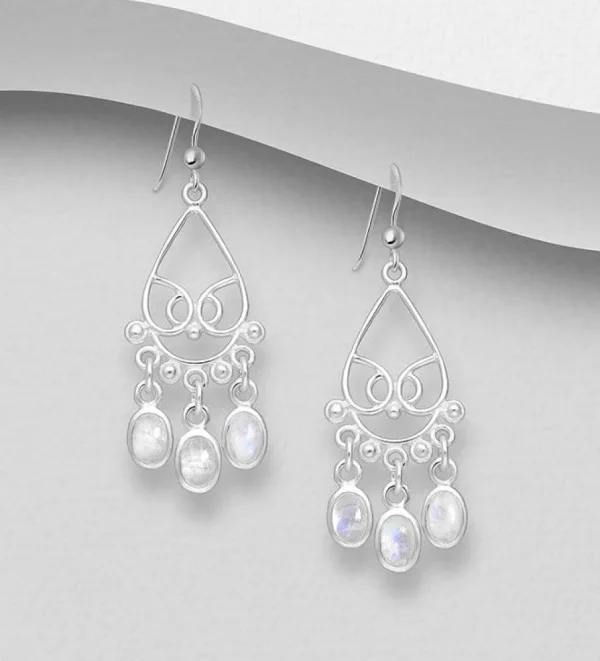 Hopeakorvakorut, PREMIUM COLLECTION | Lace Earrings with Moonstones