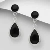 Hopeakorvakorut, PREMIUM COLLECTION | Teardrop Push Earrings in Black