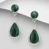 Hopeakorvakorut, PREMIUM COLLECTION | Teardrop Push Earrings in Green