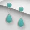 Hopeakorvakorut, PREMIUM COLLECTION | Teardrop Push Earrings in Turqoise