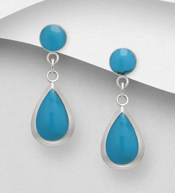 Hopeakorvakorut, PREMIUM COLLECTION | Teardrop Push Earrings in Sky Blue