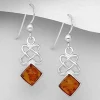 Hopeakorvakorut, PREMIUM COLLECTION | Celtic Rhombus Earrings with Amber