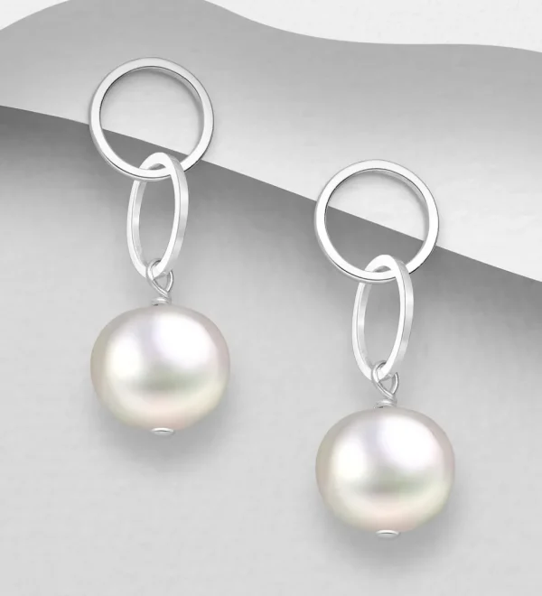 Hopeakorvakorut, PREMIUM COLLECTION | Circles with Freshwaterpearls