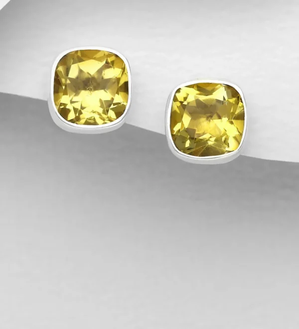 Hopeanapit, PREMIUM COLLECTION | Large Square Citrine Earstuds