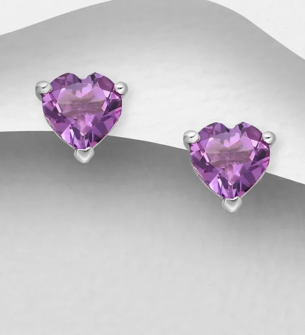 Hopeanapit, PREMIUM COLLECTION | Amethyst Heart Earstuds