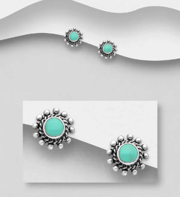 Hopeanapit, PREMIUM COLLECTION | Bohemian Earstuds with Turqoise