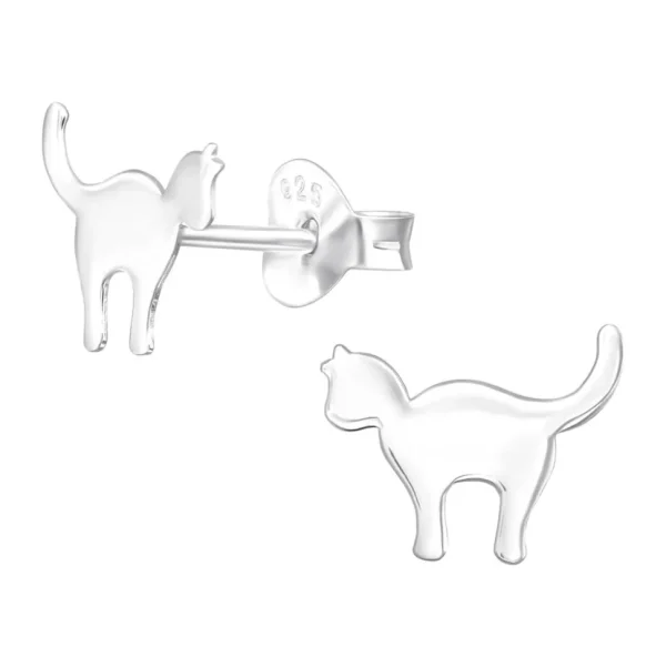 Hopeanapit, Standing Cat -kivettömät kissa korvakorut