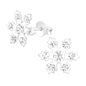 Hopeanapit, White Snowflake with CZ -valkoiset lumihiutalenapit