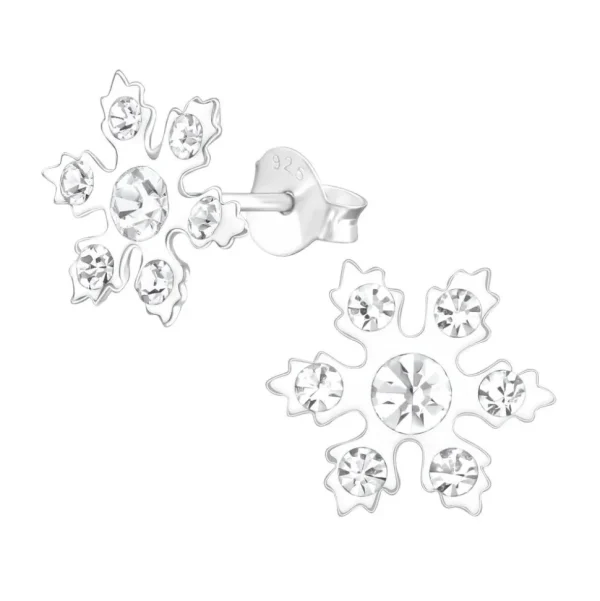Hopeanapit, White Snowflake with CZ -valkoiset lumihiutalenapit