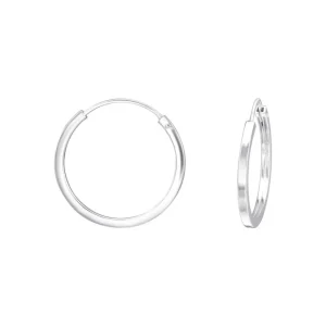 Hopearenkaat, Basic Flat 16mm Silver Hoops -sileät renkaat