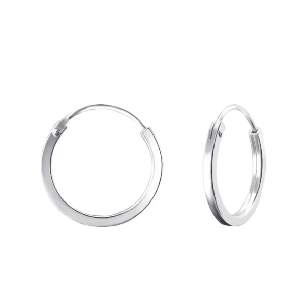 Hopearenkaat, Basic Flat 13mm Silver Hoops -sileät renkaat