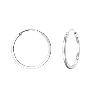 Hopearenkaat, Basic Flat 22mm Silver Hoops -sileät renkaat