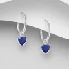 Hopearenkaat, CZ Huggie Hoops with Blue Heart -siniset sydänrenkaat