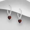 Hopearenkaat, CZ Huggie Hoops with Red Heart -punaiset sydänrenkaat