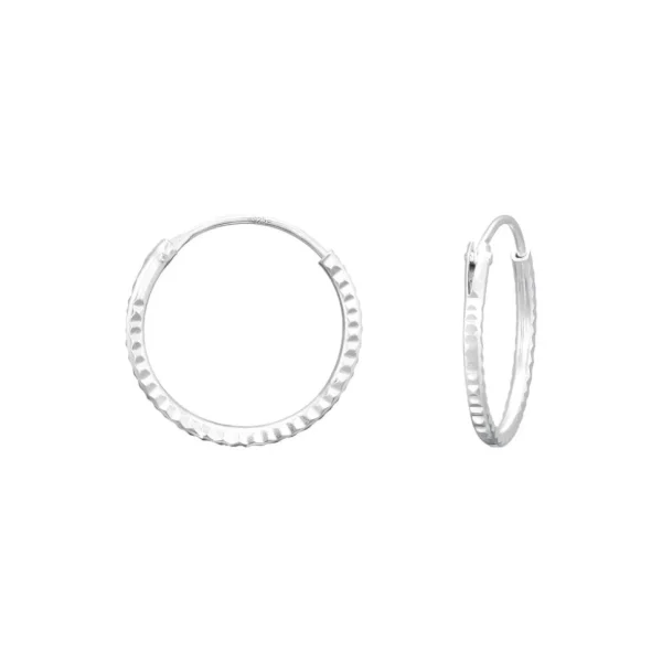 Hopearenkaat, Diamond Cut Silver Hoops -koristeelliset renkaat