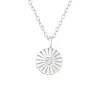 Hopeinen kaulakoru, Modern Mini Flower Silver Necklace with CZ