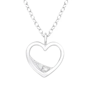 Hopeinen kaulakoru, Elegant Heart with CZ -elegantti sydän