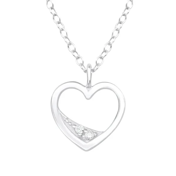 Hopeinen kaulakoru, Elegant Heart with CZ -elegantti sydän