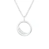 Hopeinen kaulakoru, Elegant Round Silver Necklace with CZ