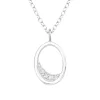Hopeinen kaulakoru, Elegant Oval Silver Necklace with CZ