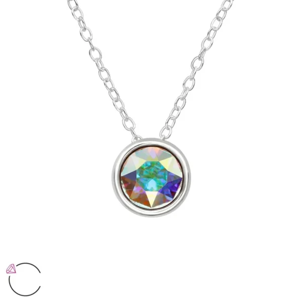 Hopeinen kaulakoru, LA CRYSTALE, Necklace with Crystals