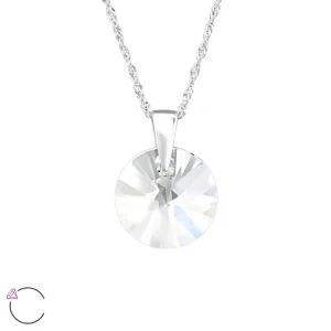 Hopeinen kaulakoru, LA CRYSTALE, Round Clear Crystal