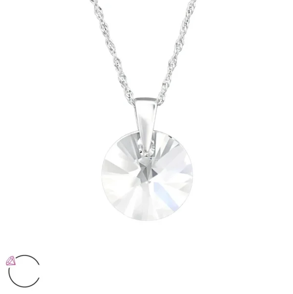 Hopeinen kaulakoru, LA CRYSTALE, Round Clear Crystal