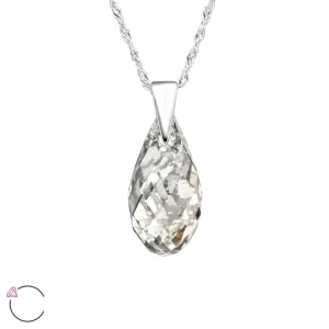 Hopeinen kaulakoru, LA CRYSTALE, Modern Teardrop in Grey