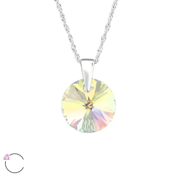 Hopeinen kaulakoru, LA CRYSTALE, Round Crystal in Clear AB