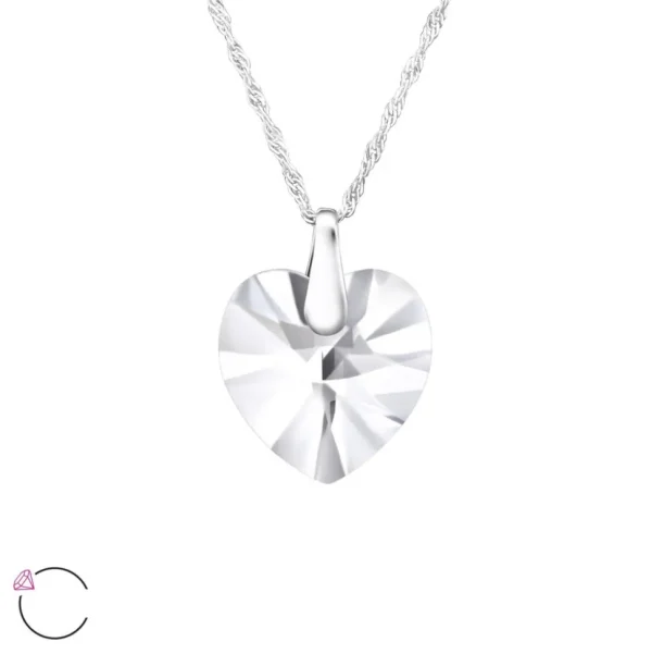 Hopeinen kaulakoru, LA CRYSTALE, Large Crystal Heart