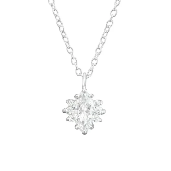 Hopeinen kaulakoru, Pretty Clear CZ Necklace