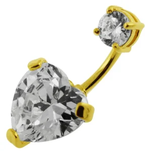 Hopeinen napakoru, Big Crystal Heart in Gold (eri pituuksia)