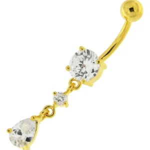 Hopeinen napakoru, Simple Teardrop CZ in Gold (eri pituuksia)