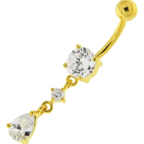 Hopeinen napakoru, Simple Teardrop CZ in Gold (eri pituuksia)
